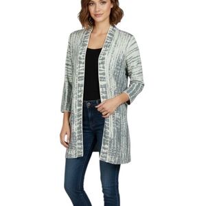 Nic + Zoe Classic Cotton Linen Blend Open Front Cardigan Medium Grey Timeless